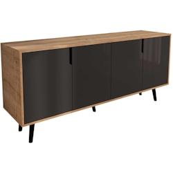 Buffet 4 portes en aggloméré Latina Modern anthracite et chêne Hanah Home - 8684284023867_0
