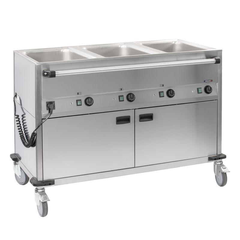 Chariot bain-marie à eau 3 x GN1/1 avec soubassement chauffant horizontal - CASSELIN CCBM3CH_0