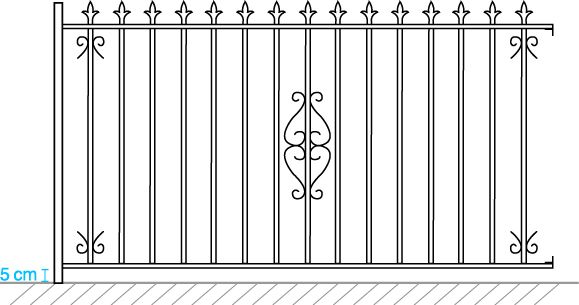 Cloture droit   fers de lance    volute centrale_0