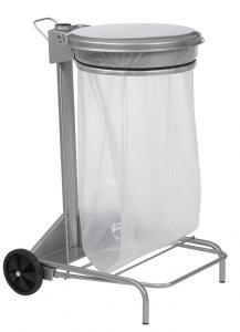 Collecroule 50L gris métal 9006 - Acier poudré anti-UV - Large pédale - Maintien sac ceinture élastique - Méthode HACCP_0