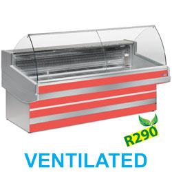 Comptoir vitrine réfrigéré ventilé - vitre bombée - modèle Elegance PLUS - 3000x1040xh1200 mm - 0° à +2° - 0,84 kW_0