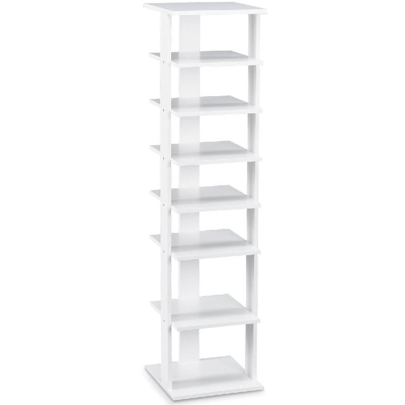 Helloshop26 - Étagère à chaussures rangement 26,5 x 27,5 x 110 cm 7 niveaux spacieux en design moderne blanc 20_0012070 - blanc Bois manufacturé 3_0