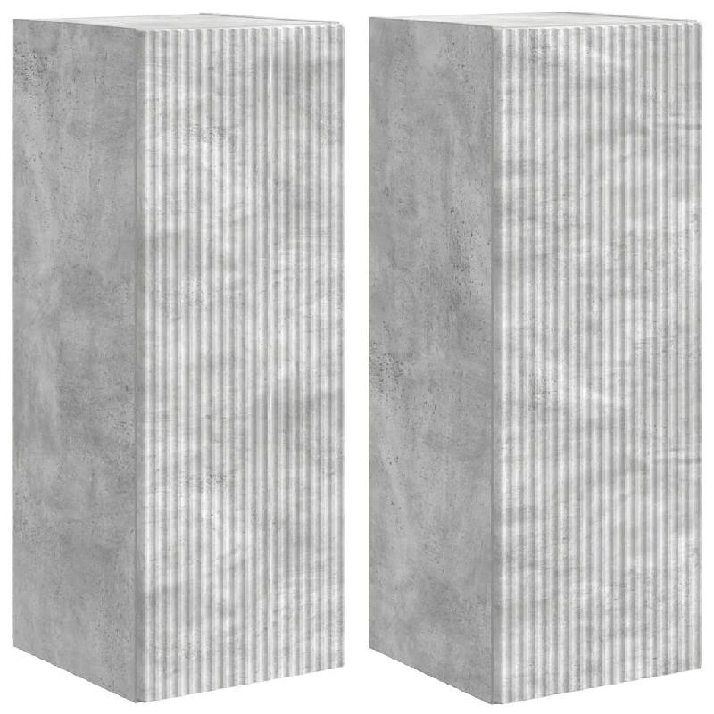 Helloshop26 - Meuble TV mural moderne 30 x 31 x 80 cm avec rangement pratique design minimaliste en bois d'ingénierie béton 02_0054974 - Bois massif_0