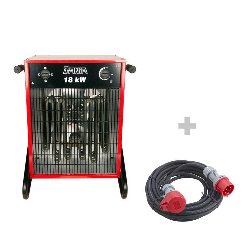 PACK Chauffage mobile électrique DANIA18 - 18 kW + Rallonge 10 m 400 V - INELCO/HEATCOM - 88850627+3130113_0