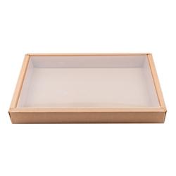 Packnwood FHC - 50Pcs - Combo boîte kraft sushi avec couvercle PET - 310x215x35mm - marron en carton 210STRAY3122_0