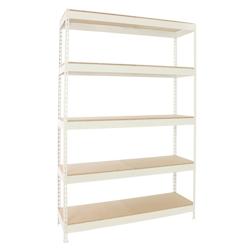 PROREGAL Étagère pour Charges Lourdes WOOD YETI LIGHT FIVE | HxLxP 200x100x45cm | 300kg par Niveau | Blanc - blanc métal PR_RS146-21_0