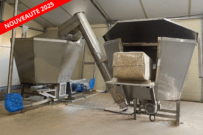 Système automatisé de mélange et de distribution d'aliments fibreux et de paille pour les veaux de boucherie - Distri auto fibres - ECOREL_0