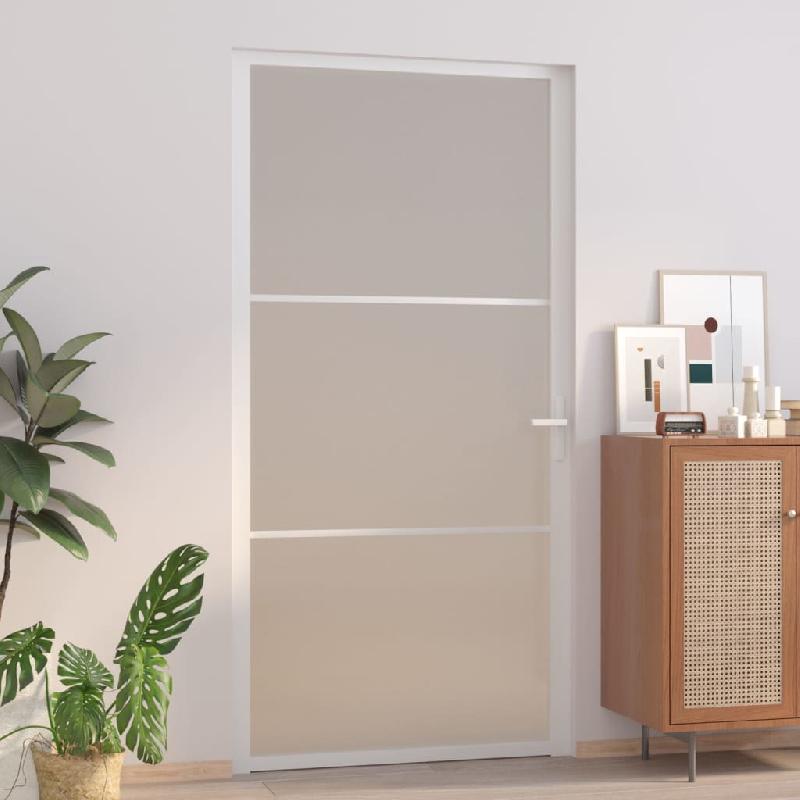 Vidaxl porte intérieure 102,5x201,5 cm blanc verre mat et aluminium 350579_0
