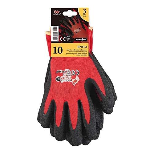 Gants de protection REIS RNYLA-S_CB7 DRAGON - Lot de 12 - Rouge/Noir - En nylon avec revêtement en latex_0