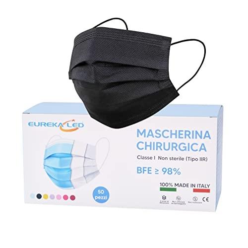 EUREKALED - Masques chirurgicaux jetables 50pcs - Fabriqués en Italie - Certifié Type II BFE 98%_0