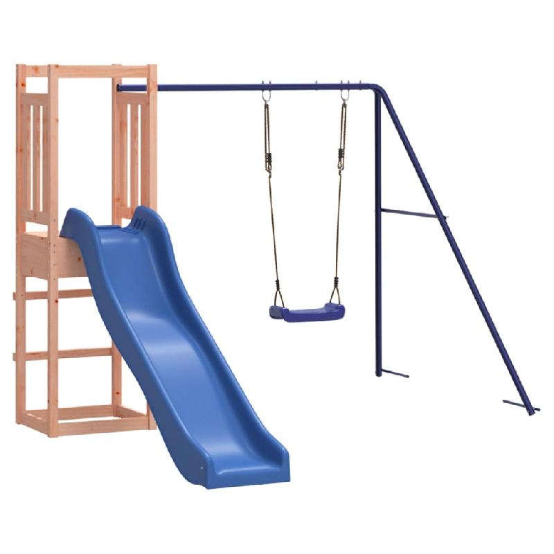 Aire de jeux d'extérieur en bois massif de douglas - Balançoires, toboggan, portiques robustes - 237 x 321 x 169 cm - Réf. 02_0004806_0