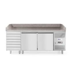 Arktic Table à pizza avec 2 portes et 7 tiroirs avec rebord 2020x802x1000mm - inox 232842_0