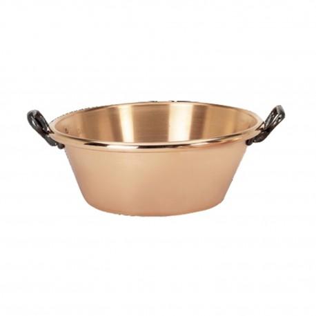 Bassine à confiture extra lourde en cuivre massif - De Buyer - 12L, 40cm de diamètre, avec anses en fonte d'acier_0