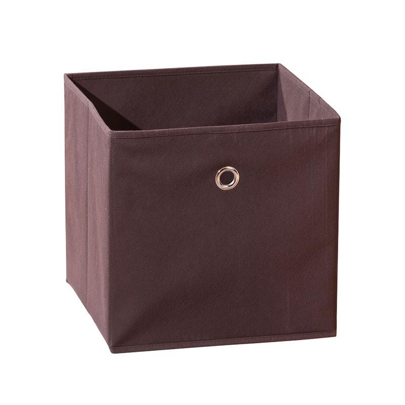 Boîte de rangement pliable Kase 32cm marron - Paris Prix - pratique et design avec œillet en métal_0