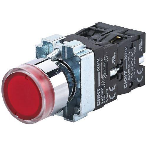 Bouton Poussoir inox 19mm 1no1nc couronne lumin rouge 12v au meilleur prix  - Kynoppe