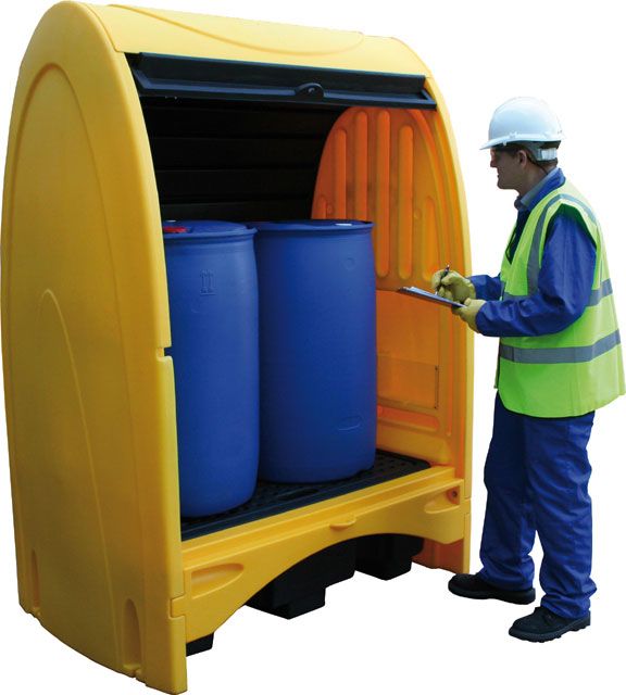 Box de rétention en polyéthylène pour 2 fûts - pour le stockage des liquides corrosifs - BECO-BOX2F250_0