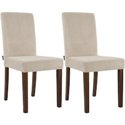 CLP Lot de 2 chaises de salle à manger Ina en velours côtelé Marron clair/Antique foncé - marron textile 327533_0