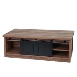 Décoshop26 - Table basse table d'appoint porte coulissante 6 compartiments de rangement 44x120x60 cm MDF marron 04_0008436 - marron 3000262564903_0