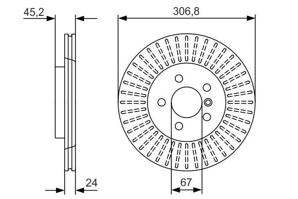 Disque de frein ventilé BOSCH 0986479C93 - Côté avant - Boîte de 1 disque_0