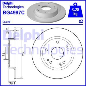 Disque de frein Delphi BG4997C - boîte de 2 disques - montage arrière - disque plein_0