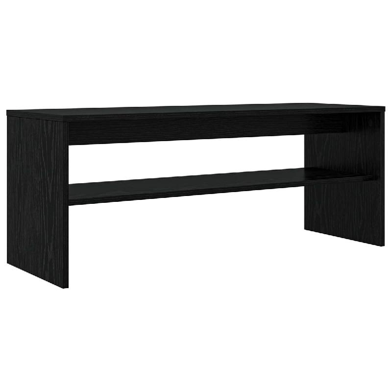 Helloshop26 - Meuble TV moderne rectangulaire 100 x 35 x 40 cm avec étagère fonctionnelle en bois d'ingénierie chêne noir 02_0058354 - noir Bois m_0