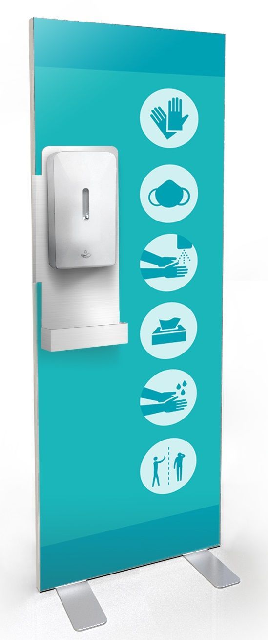 Kakemono avec distributeur gel hydroalcoolique et gants jetables_1