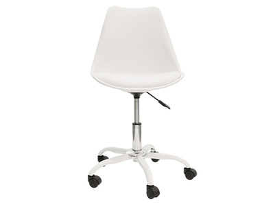 Kiruna - Chaise dactylo design avec roulettes - Hauteur réglable 46 à 57,5 cm - Blanc_0