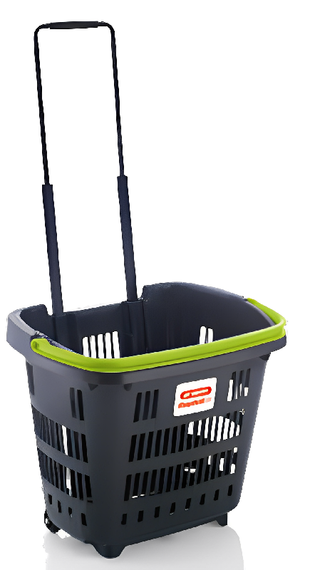 Panier à roulettes 34 litres - anse en couleurs - 2 roues - charge 25kg_0