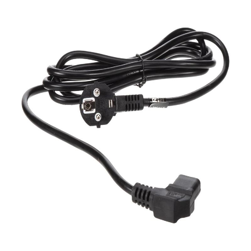 Perel Câble d'alimentation, H05VV-F 3G1, 2.5 m, 10 A/230 V, 2500 W, type E/F 90° vers C13 90°, usage intérieur, PVC, noir - EPC025B100_0