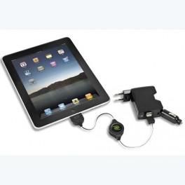 RETRAK CHARGEUR IPAD/IPHONE/IPOD  2.1A RÉTRACTABLE 4EN1 (SECTEUR/VOITURE/USB ET 2 USB) 0.98M EUIPAD41