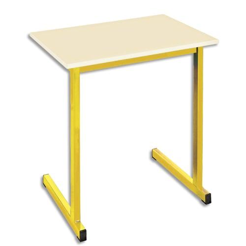 Sodematub table scolaire monoplace, hêtre, plateau 70 x 50 cm, hauteur 76 cm, taille 6, jaune_0
