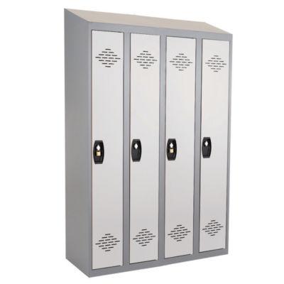 Vestiaires monobloc  Confort Industrie propre 4 cases, toit incliné, gris / gris_0