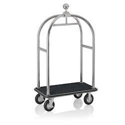 WAS Germany - Chariot à bagages, 113 x 62 x 191 cm, couleur argent brossé, tapis noir, acier inoxydable (3325005) - noir inox 3325 005_0