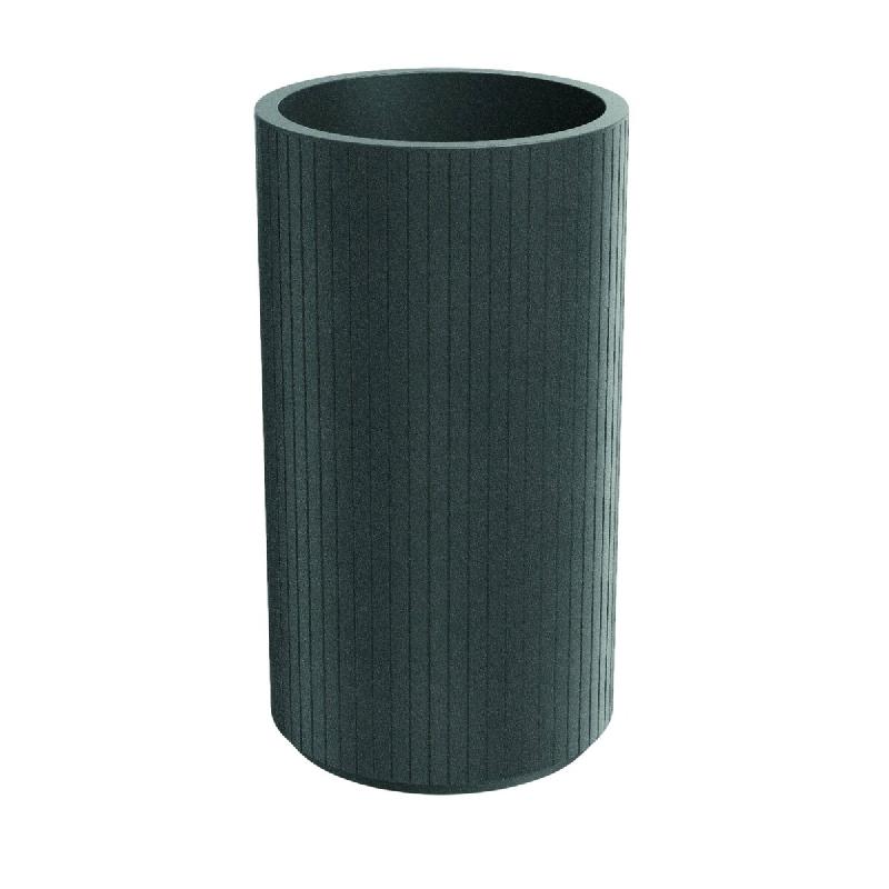 WellHome - Pot en polyéthylène rotomoulé 22L Ø40x70cm en coloris Graphite - Coro Round HIGH - gris plastique WH17328_0
