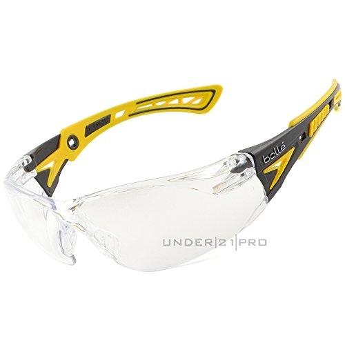 BOLLÉ RUSHPPSIY RUSH+ - Lunettes de protection jaune/noir - Design sportif avec branches souples et traitement Platinum antibuée/anti-rayure_0