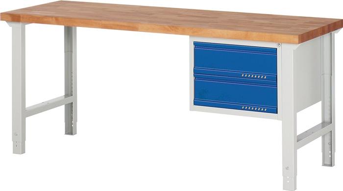 Établi série BK 650 l.2000xP700xH790-1140 mm hêtre gris clair, RAL 7035 bleu gent.,RAL 5010 2 tiroirs PROMAT_0