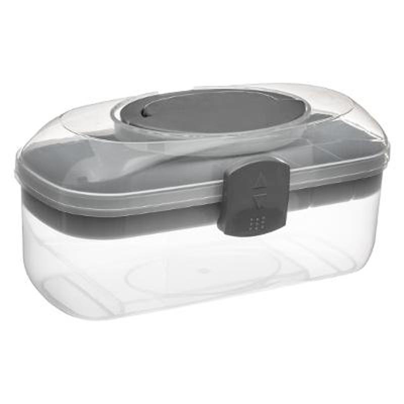 Boîte de rangement à compartiments 29 cm gris - Paris Prix - avec poignée et système de fermeture_0