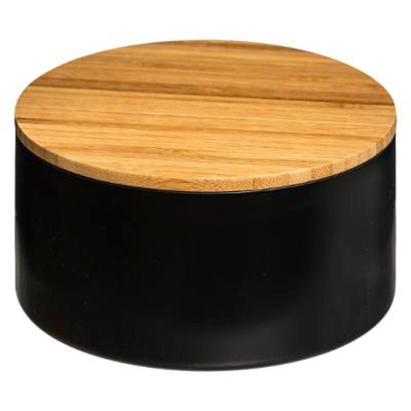 Boîte de rangement à couvercle Naturéo 13 cm noir - Bambou avec miroir intégré - Paris Prix_0