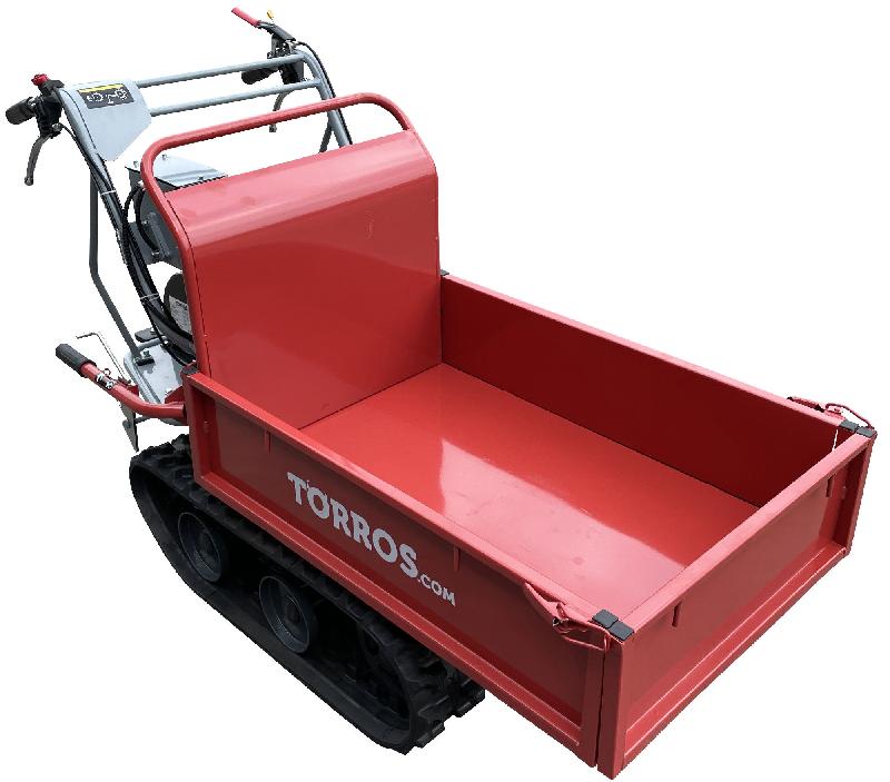 Brouette à moteur thermique Torros MRP300E - Chenilles, benne basculante à ridelles, 300kg, 6,5CH, 4 vitesses, démarrage électrique_0