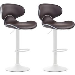 CLP Lot de 2 tabourets de bar Las Vegas V2 similicuir Marron/Blanc - marron polyester 316041_0