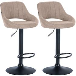 CLP Lot de 2 tabourets de bar Milet tissu Taupe/Métal noir mat - gris textile 324414_0