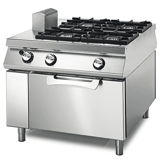 Cuisinière à gaz professionnelle sur four gaz statique avec 4 brûleurs de 5.5 à 7.5 kw - VS110100CFG_0