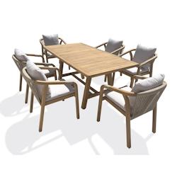 DCB GARDEN Ensemble repas de jardin 6 places en bois d'acacia - SERENA - marron Bois massif SERENA-TB170+6FT_0