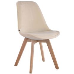 Décoshop26 - Chaise de salle à manger x1  design scandinave en velours crème et piètement à 4 pieds en bois clair 10_0003279 - 3000251494501_0