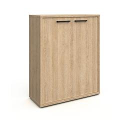 Deladeco Matelpro - Armoire basse de bureau contemporaine chêne sable Lexos - Moderne & Design -Chêne sable -  -Types de portes: Battantes - 3665367_0