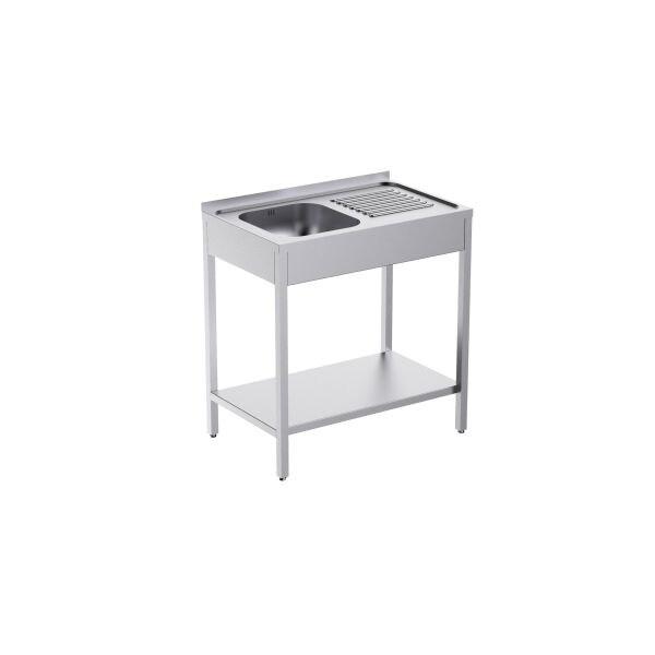 Distform Rack avec évier 1000x500 droit et étagère - Acier inoxydable 18/10 FSD15100_0