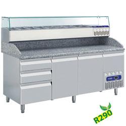 Ensemble table frigorifique TP261/R2 + SX198G/PR2 - Pizza Line PLUS - dimensions 1980x720(800)xh880/940(1475)_0