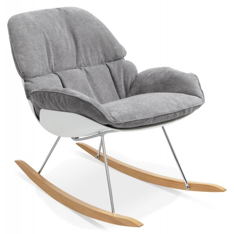 Fauteuil à bascule design Chyll 101 cm gris clair - Paris Prix - bois massif, métal et tissu, design scandinave_0