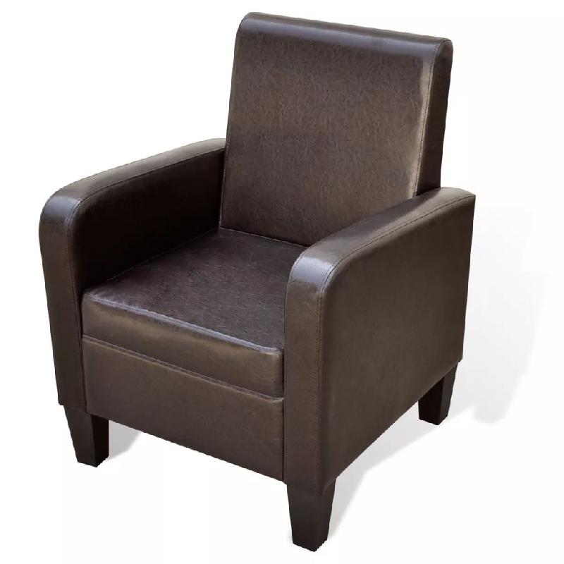 FAUTEUIL CHAISE SIÈGE LOUNGE DESIGN CLUB SOFA SALON CUIR ARTIFICIEL MARRON 1102056/3_0