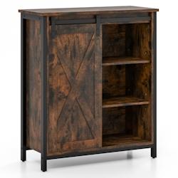 Helloshop26 - Armoire de rangement rustique buffet rustique avec porte de grange coulissante etagères réglables console de service 20_0007698 - 3000_0